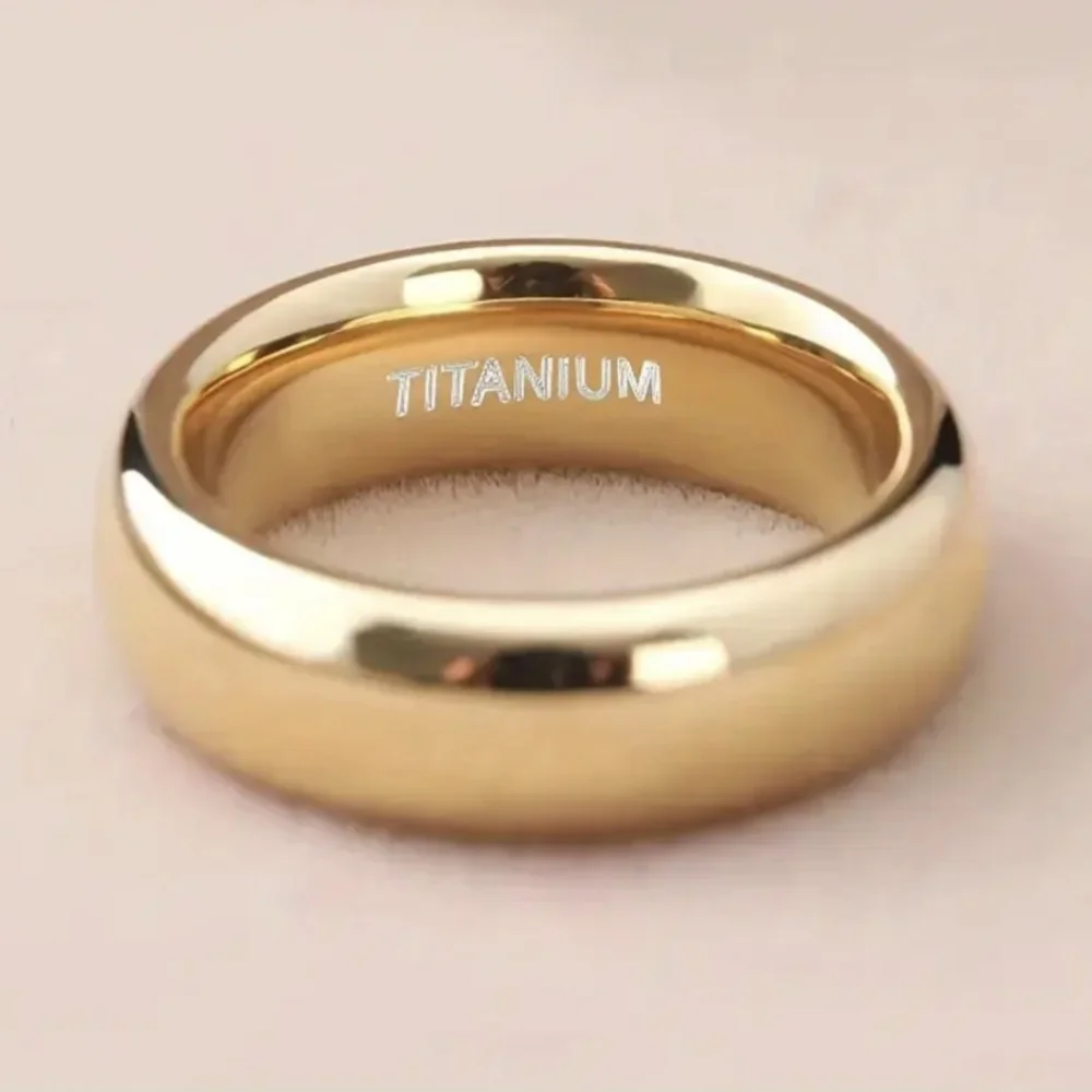 Gold Titanium Men's/Women's Unisex Wedding Band Ring Size 6 - Picture 5 of 12